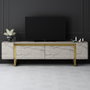Hanah Home Mueble para TV Travertino y Oro
